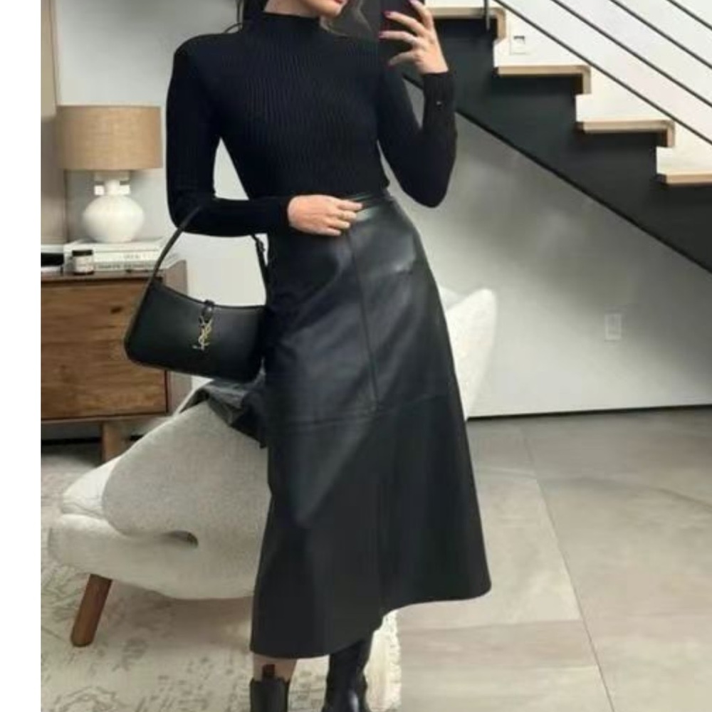 NWT NEW SEASON ‘S MAX MARA ‘RIMINI’ FAUX LEATHER SKIRT BLACK FALL/WINTER/SPRING - Picture 4 of 16